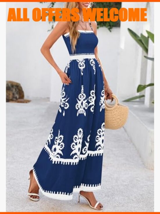 Floral Maxi Sundress with Spaghetti Straps and Pockets - Picture 4 of 7